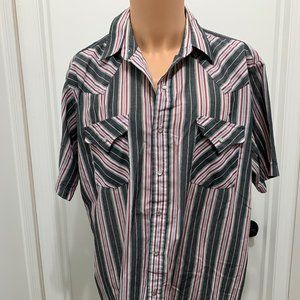 Plains Western Wear Striped Snap Shirt large Men's